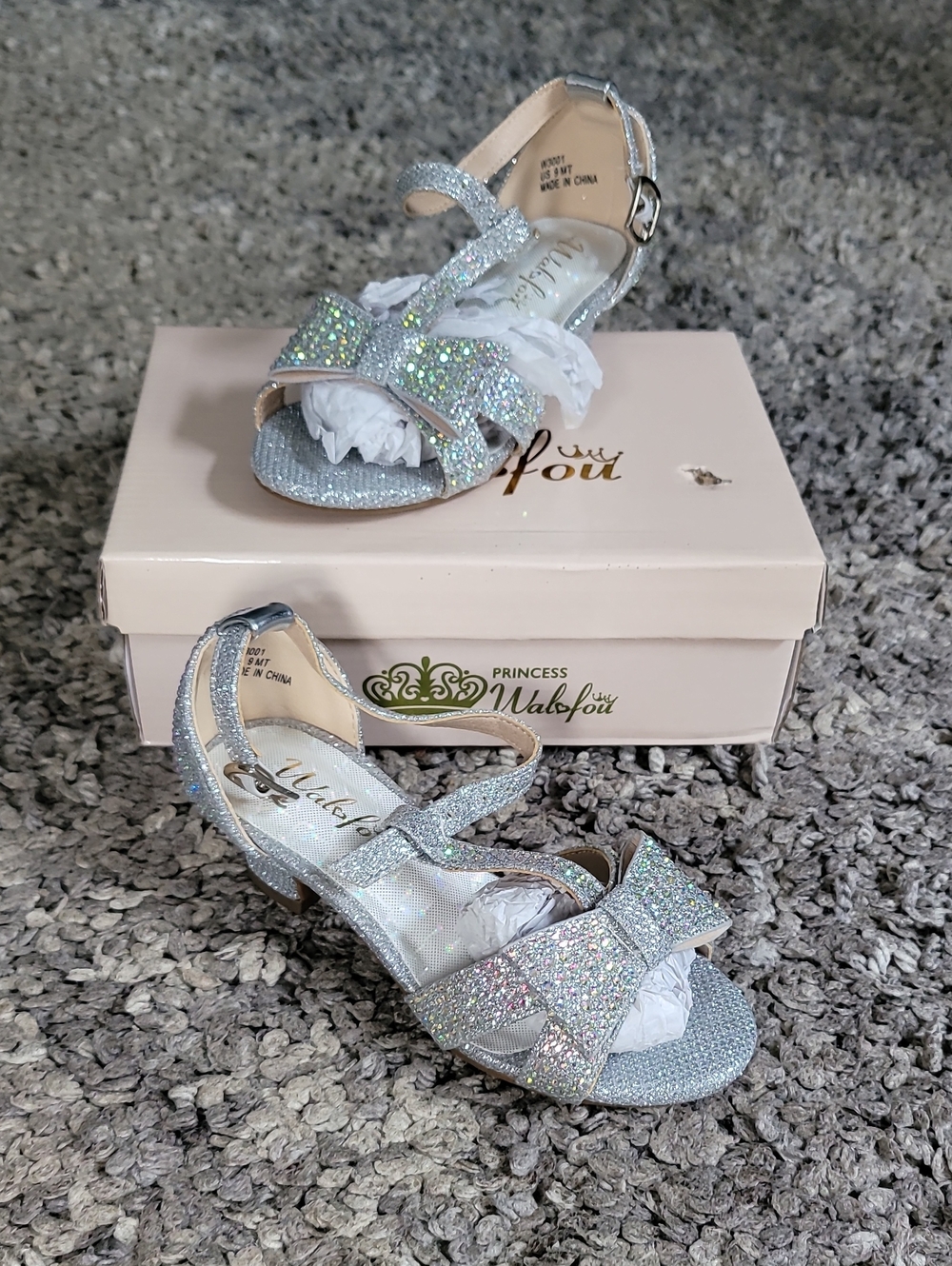 Silver Glitter Bow Dress Sandals